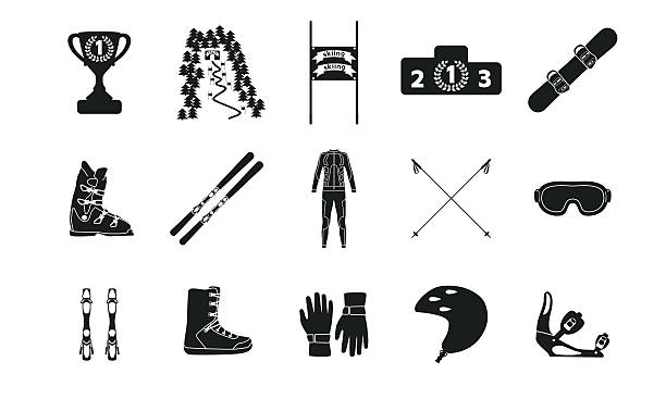 Image en noir et blanc avec quelques motifs représentant le ski